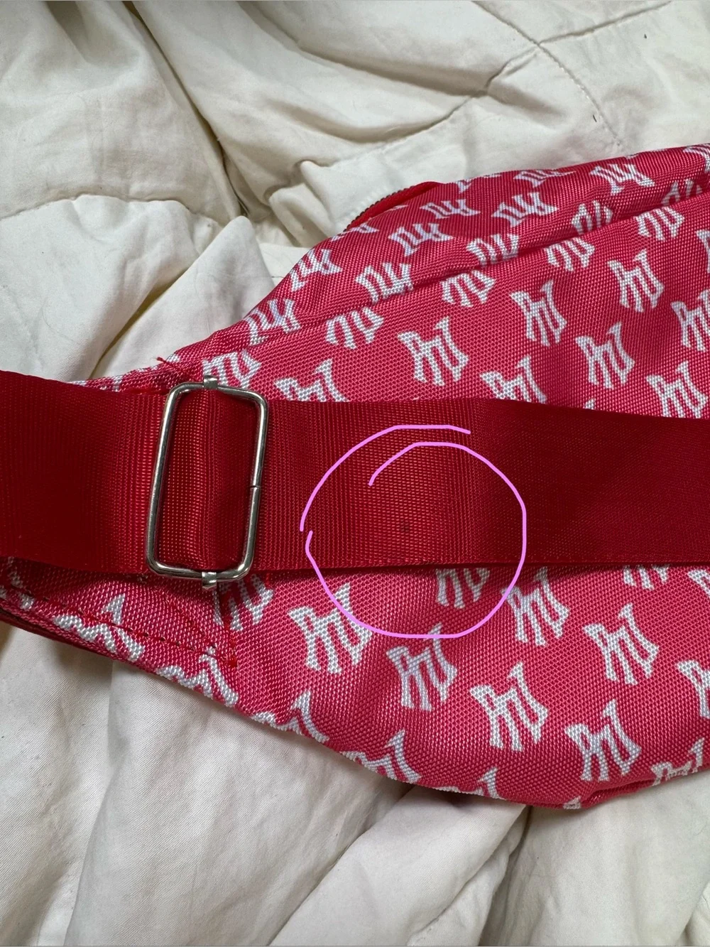 Red Monogram Waist Bag Fanny Pack Embroidered Logo Y2K Streetwear